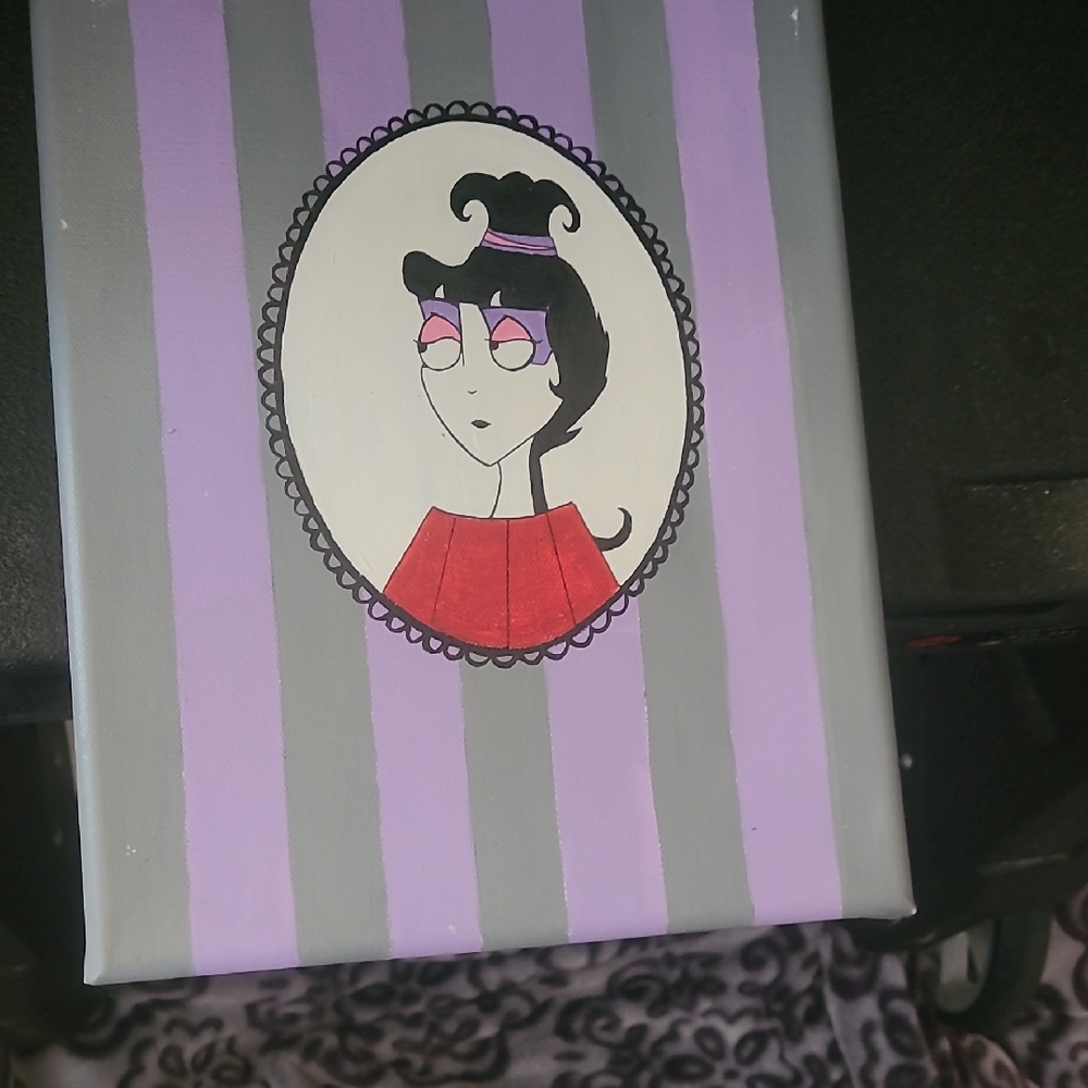Purple and Gray Striped Canvas Art
